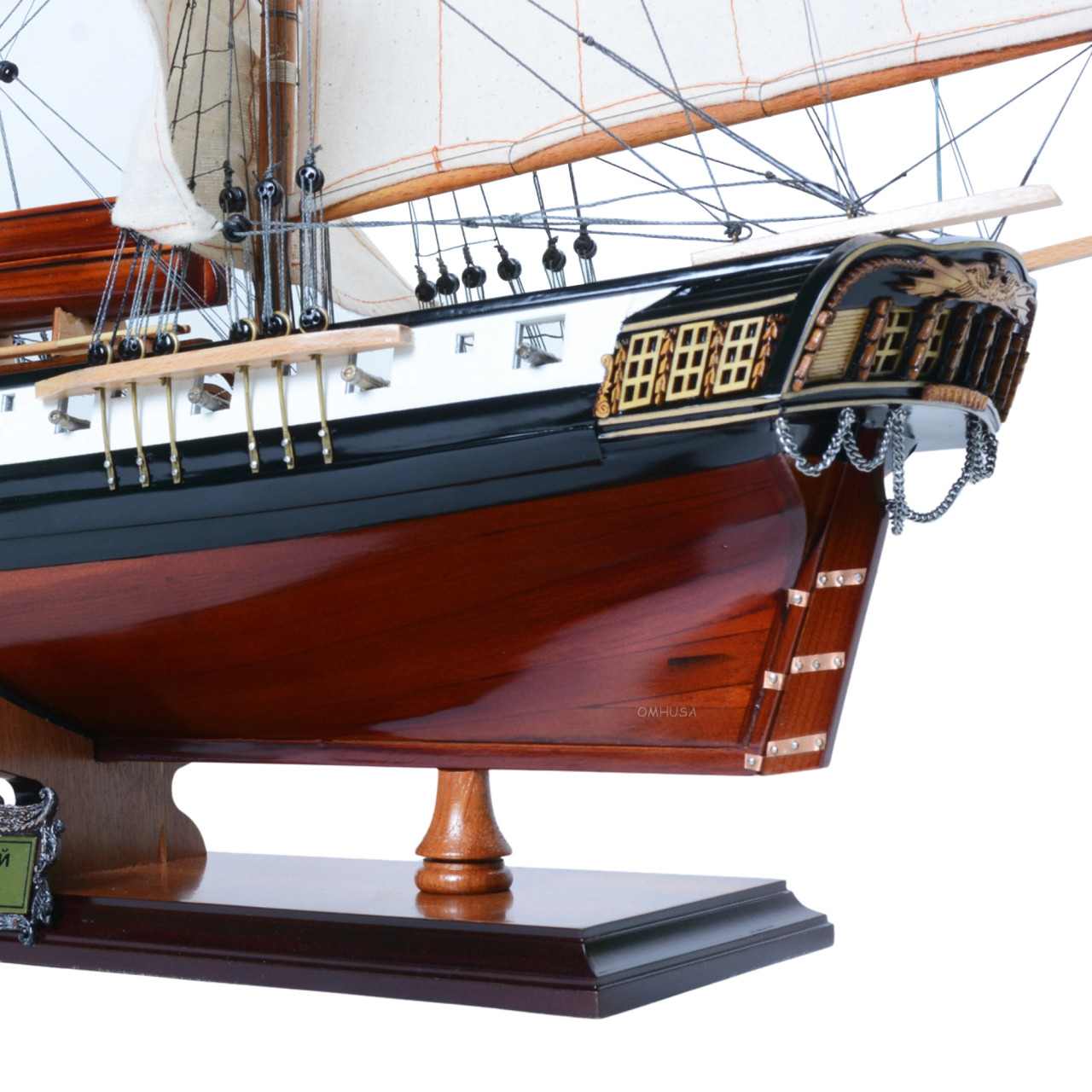 Russian Brig Merkuriy Mercury Painted Tall Ship Wooden Model