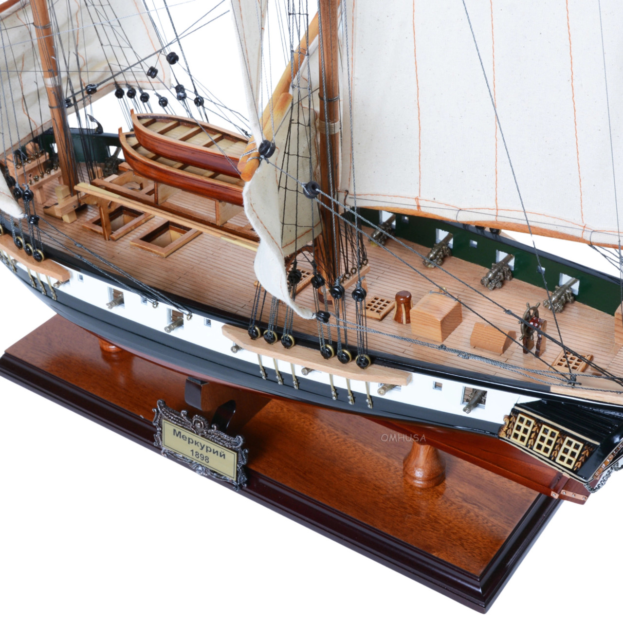 Russian Brig Merkuriy Mercury Painted Tall Ship Wooden Model