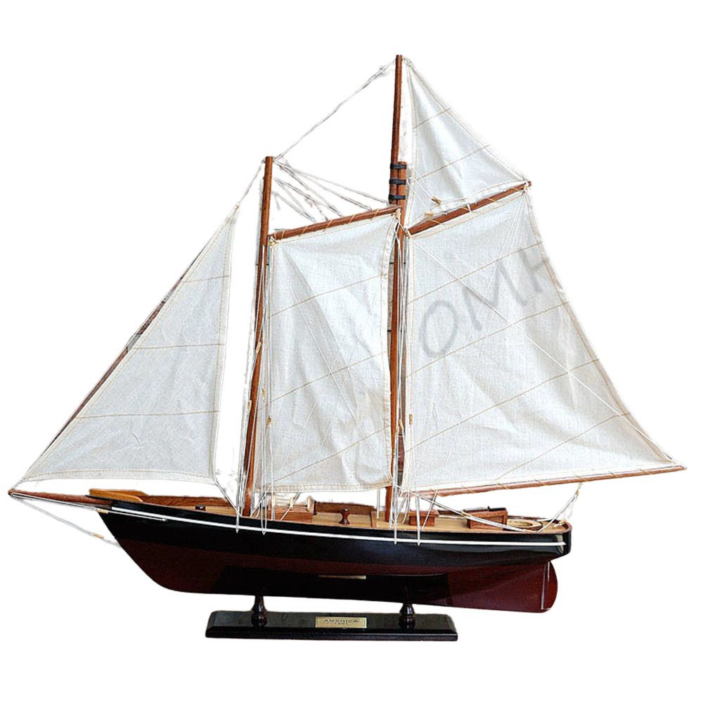 Painted America Yacht Wood Model Americas Cup Sailboat