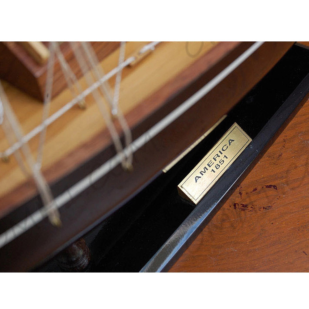 Painted America Yacht Wood Model Americas Cup Sailboat