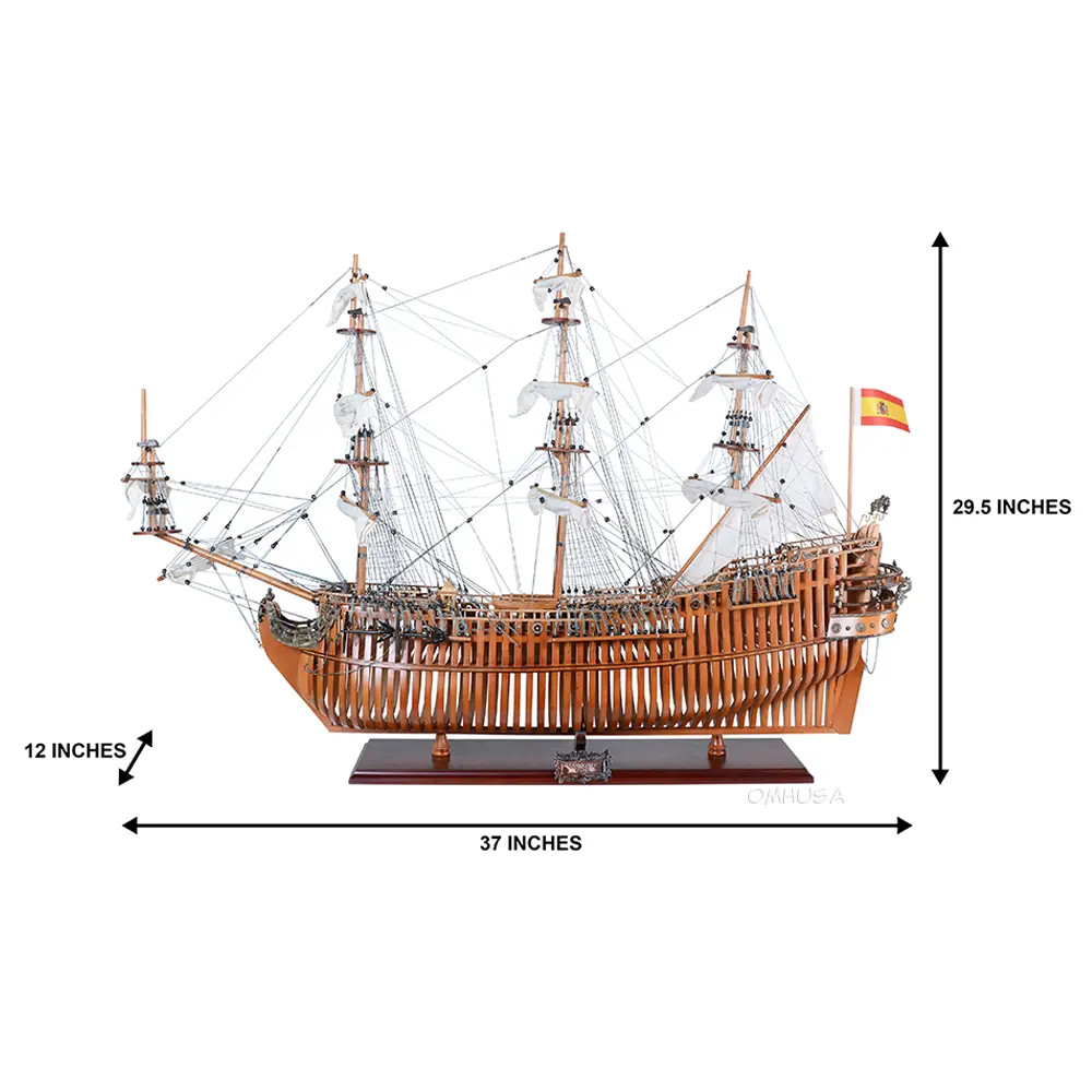 San Felipe Open Hull Cutaway Built Wood Tall Ship Model