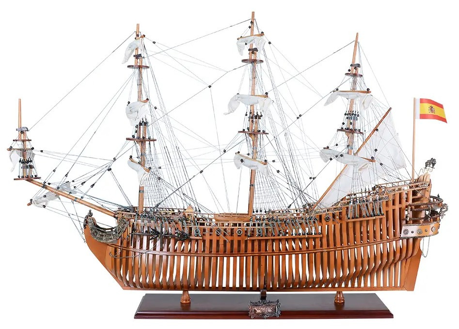 San Felipe Open Hull Cutaway Built Wood Tall Ship Model