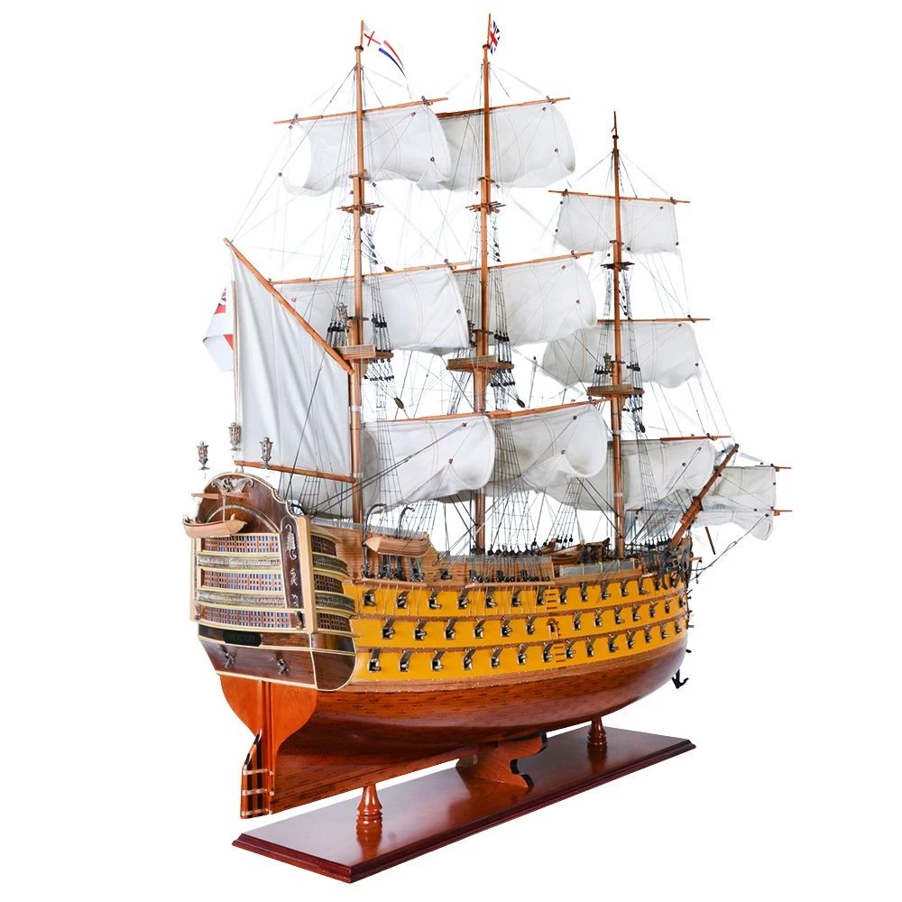 Painted HMS Victory Lord Nelsons Flagship Wooden Model