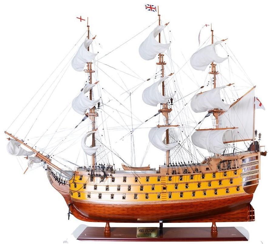 Painted HMS Victory Lord Nelsons Flagship Wooden Model