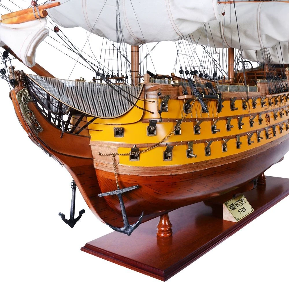 Painted HMS Victory Lord Nelsons Flagship Wooden Model