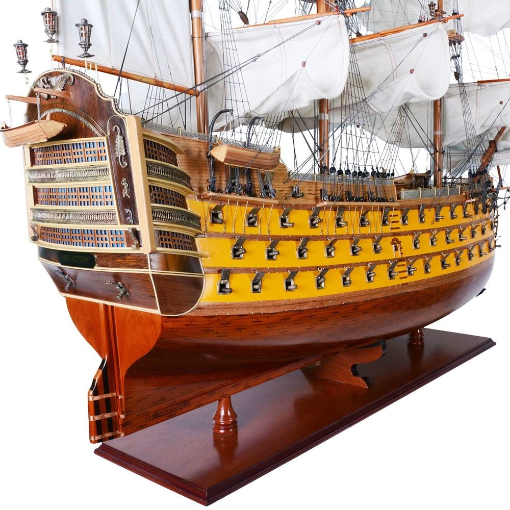 Painted HMS Victory Lord Nelsons Flagship Wooden Model