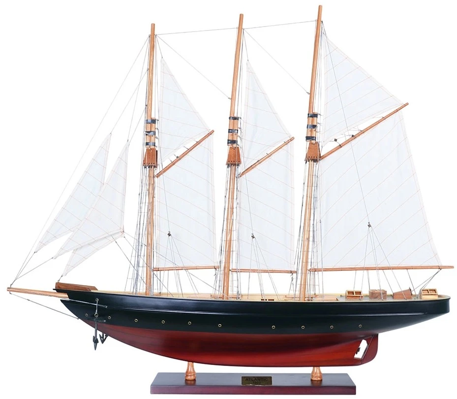 Painted Atlantic Yacht Topsail Gaff Rigged Schooner Model