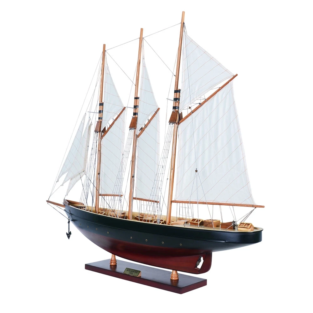 Painted Atlantic Yacht Topsail Gaff Rigged Schooner Model