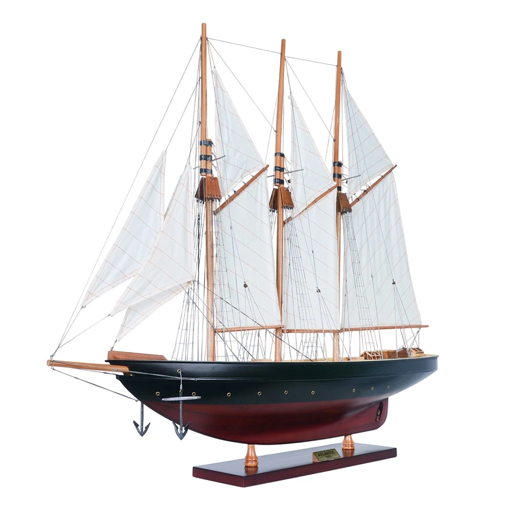 Painted Atlantic Yacht Topsail Gaff Rigged Schooner Model