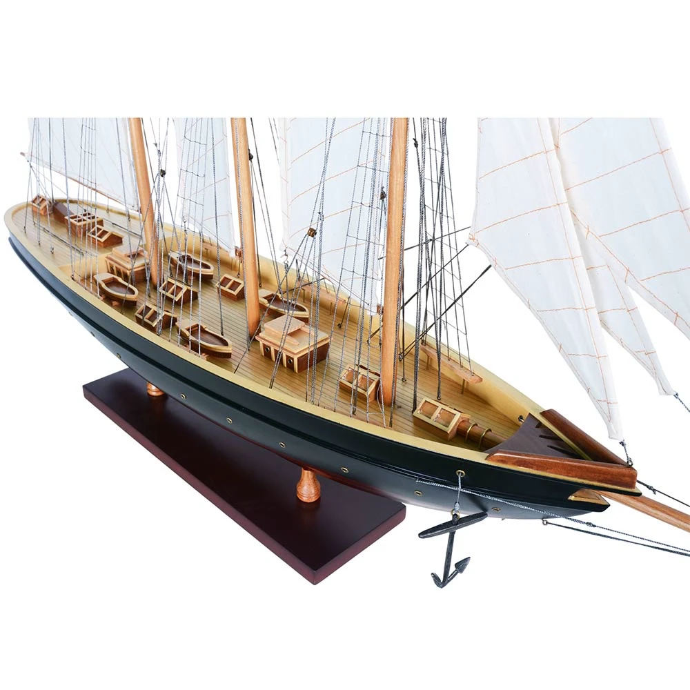 Painted Atlantic Yacht Topsail Gaff Rigged Schooner Model