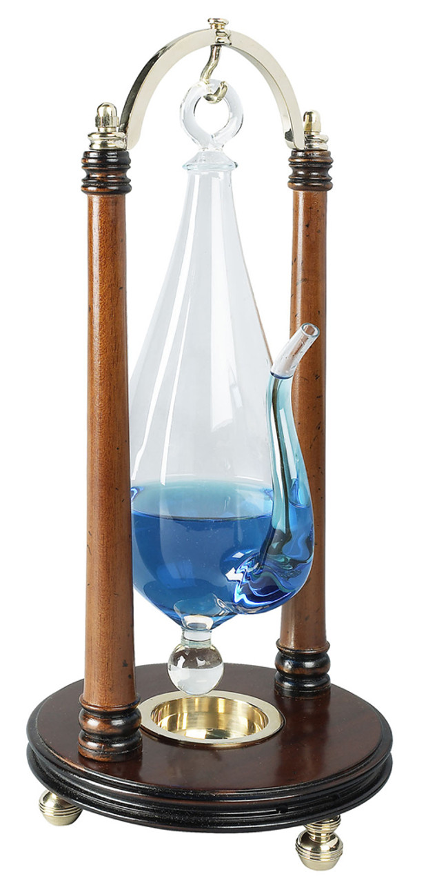 Tabletop Weather Storm Glass 13" Water Barometer Wooden Instrument