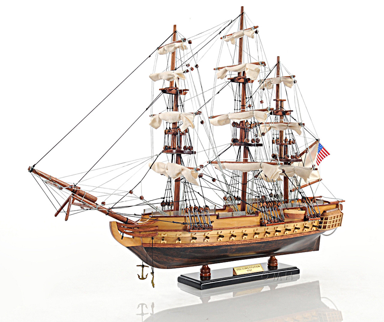 Uss Constitution Wooden Tall Ship Model 22 Built Old Ironsides