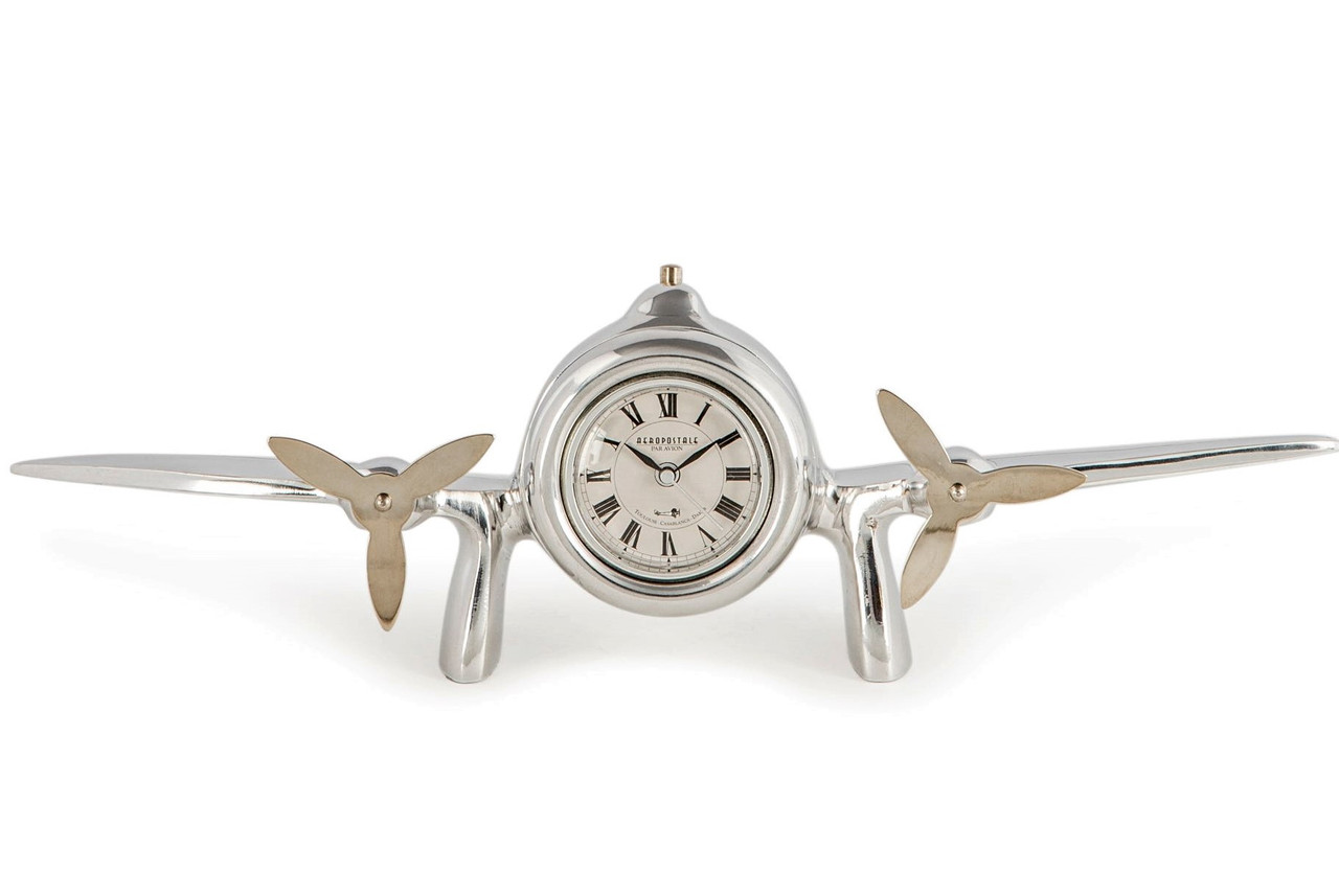 Art Deco Flight Clock Desktop Aviation Decor