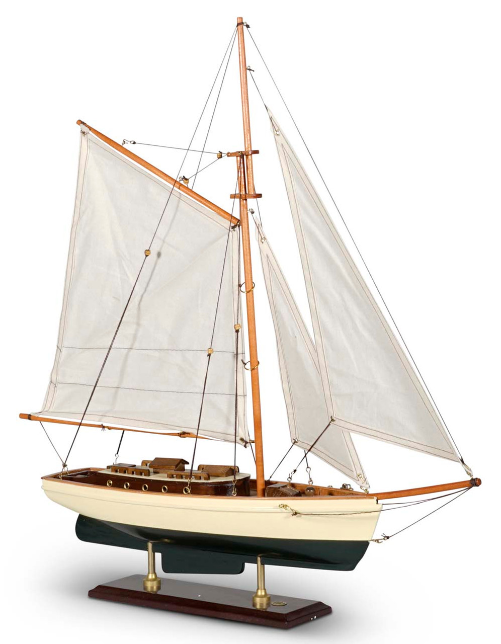 1930s Classic Yacht Small Wooden Model Sailboat