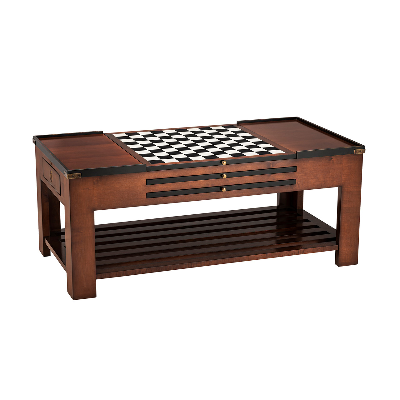 Wood Game Table Black Chess Checkers Dice Backgammon