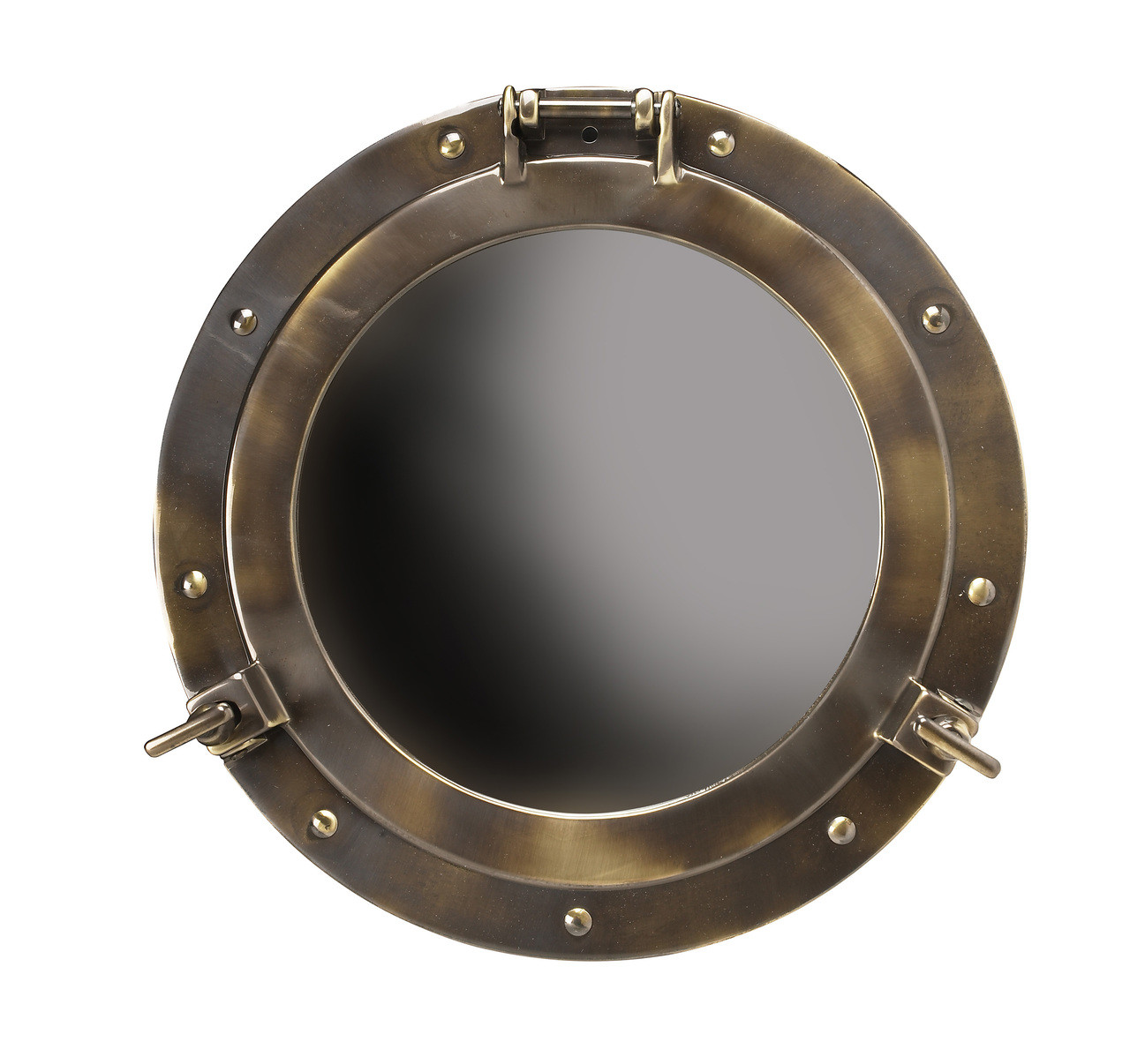 Large Ship Cabin Porthole Round Mirror 20" Aluminum Bronze Finish