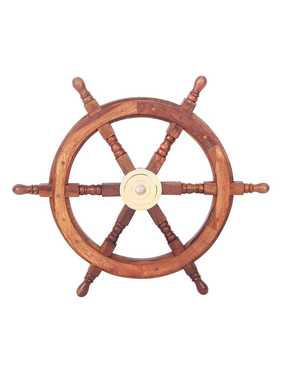 Boat Ships Steering Wheel 24 Teak Wood Brass Hub Nautical Decor Captjimscargo