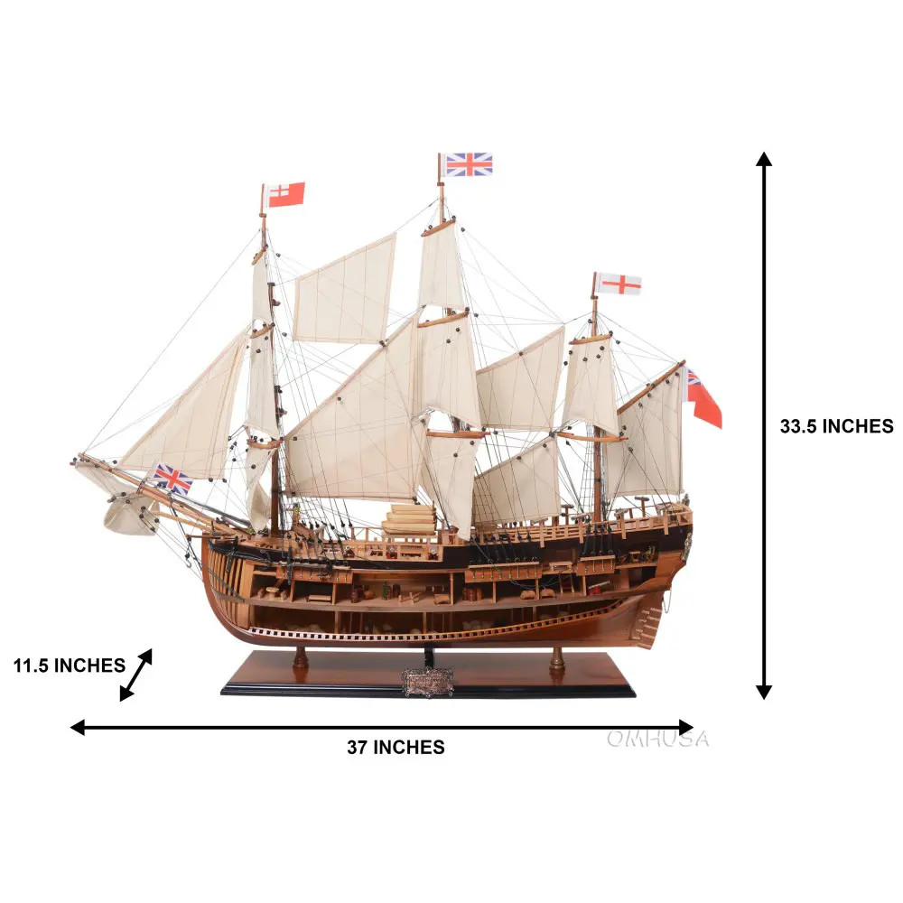 HMS Bark Endeavour Cutaway Wooden Tall Ship Model 37