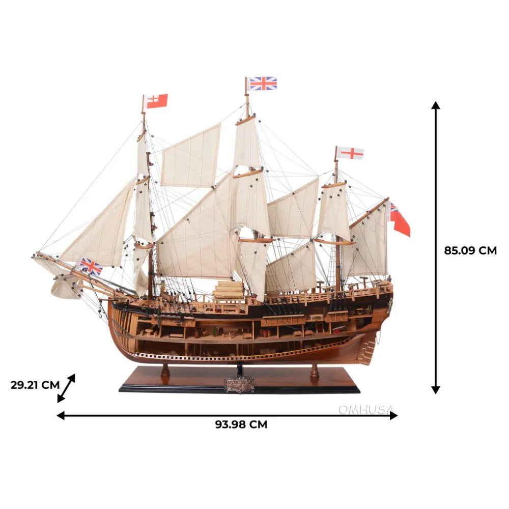 HMS Bark Endeavour Cutaway Wooden Tall Ship Model 37