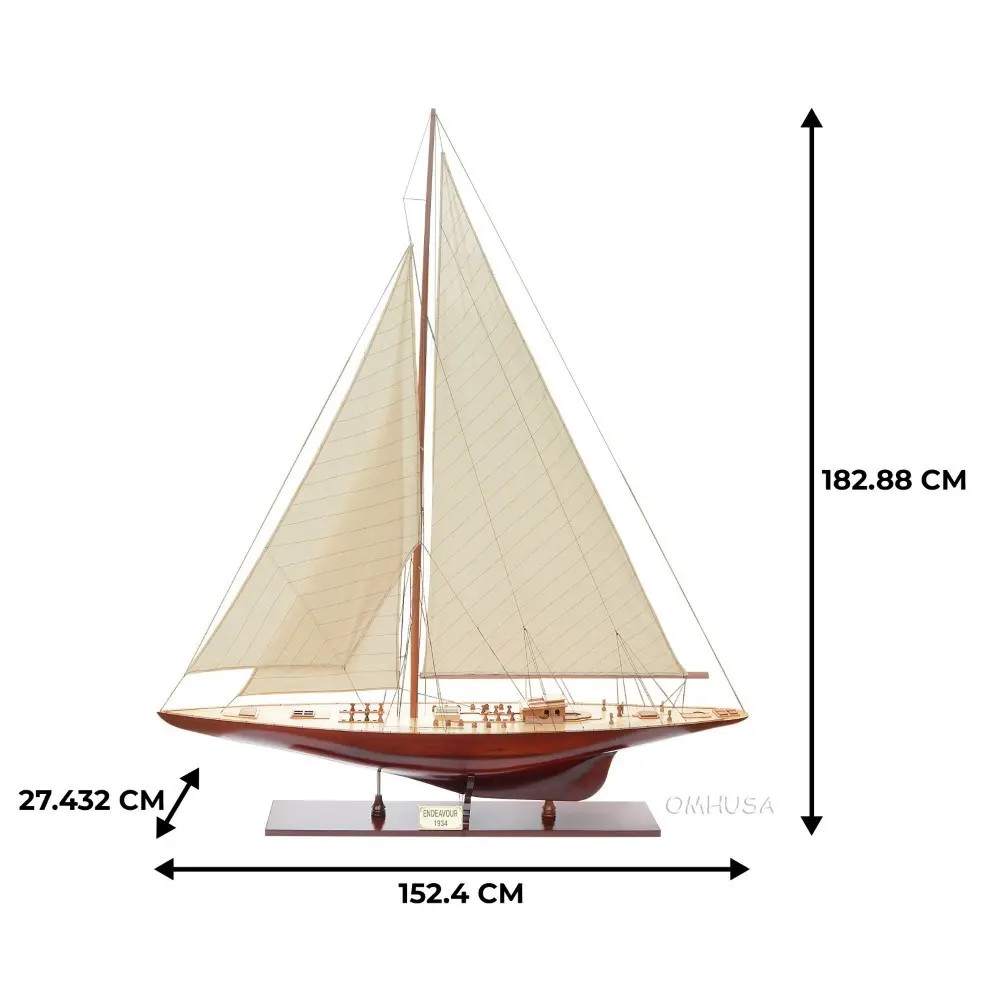 レアモデル・名器　THE VICE endeavor 152cm HUGE Endeavour America's Cup Yacht Wood Model Sailboat 60