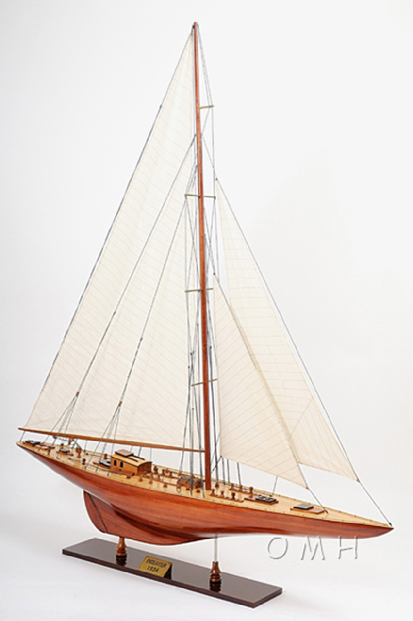 Endeavour Americas Cup Yacht Wood Model Sailboat