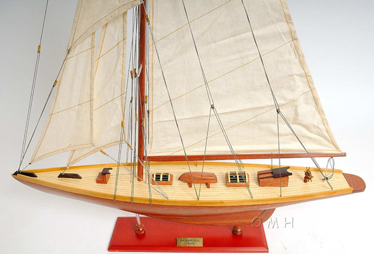 1898 Shamrock I Half Hull Wood Model 35 America's Cup Yacht Sailboat -  CaptJimsCargo
