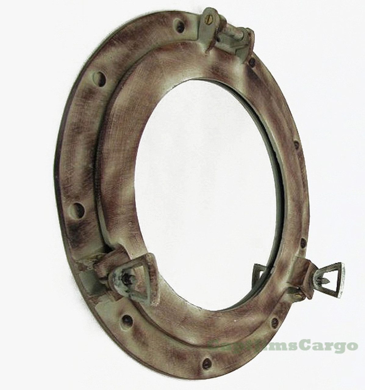 Aluminum Desert Gray Brown Ship Porthole Mirror