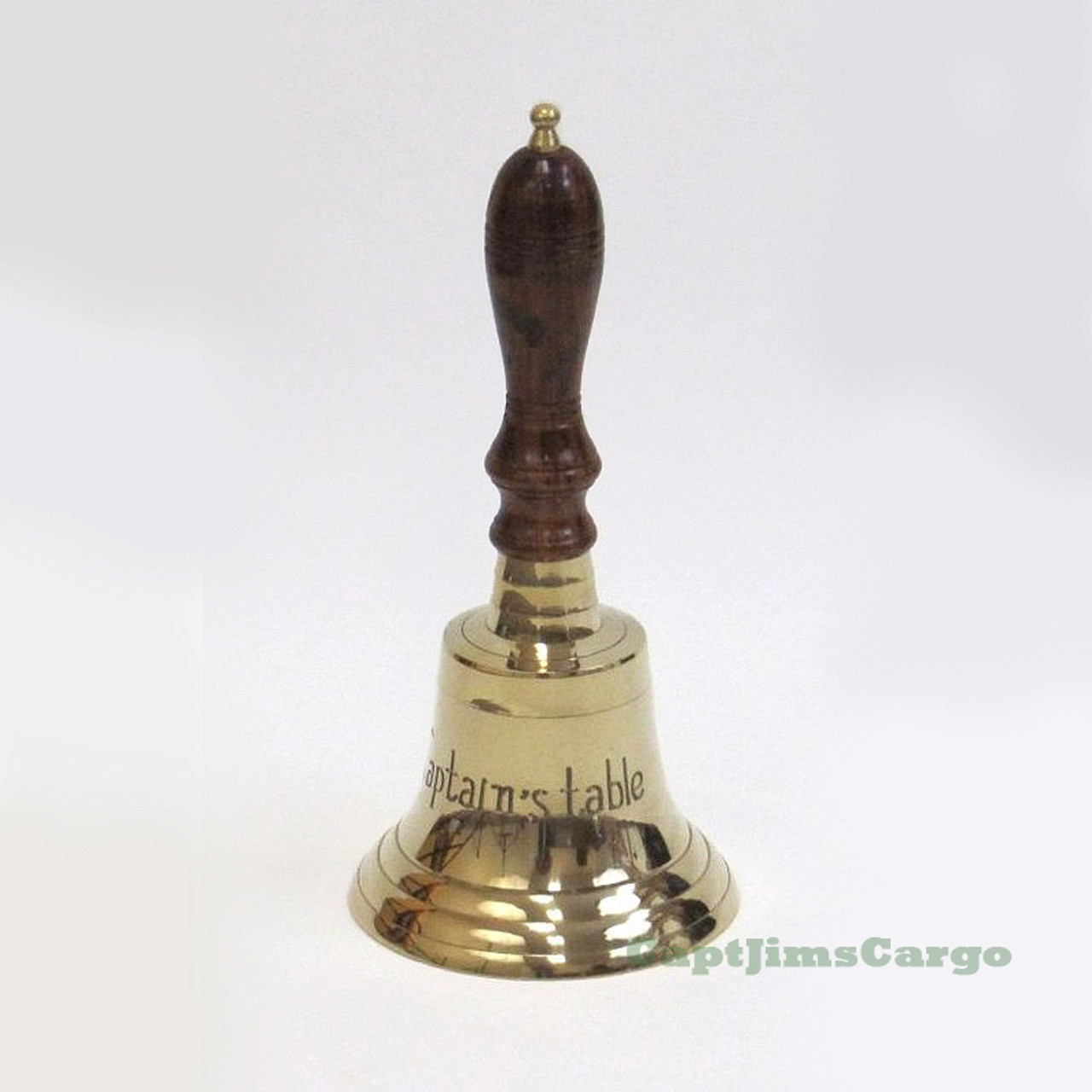 Solid Brass Captain's Table Hand Bell Wooden Handle 