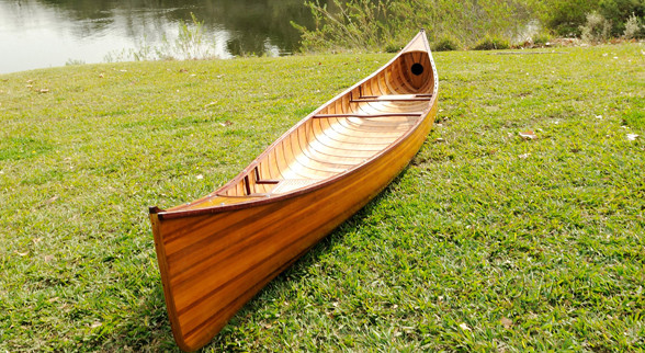 Cedar Wood Strip Built Canoe Boat 18' with Ribs Woodenboat USA