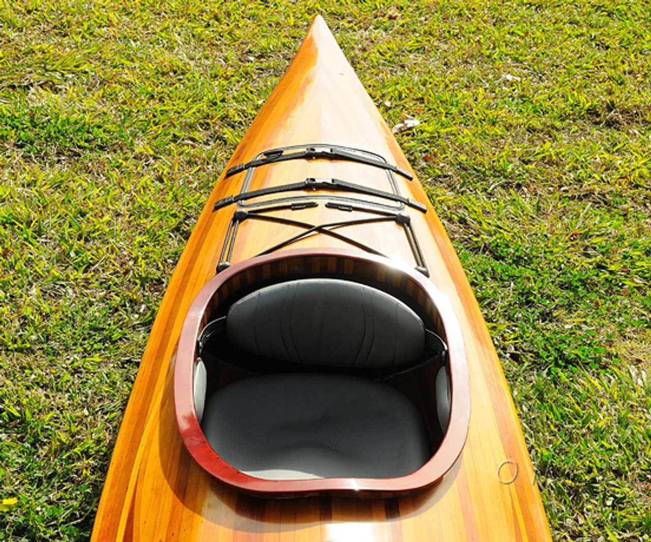 cedar wood strip built kayak wooden 17' woodenboat usa