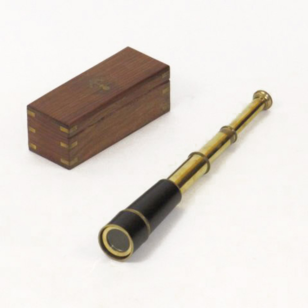 Brass Pirate Spyglass w/ Wooden Case Handheld Telescope 