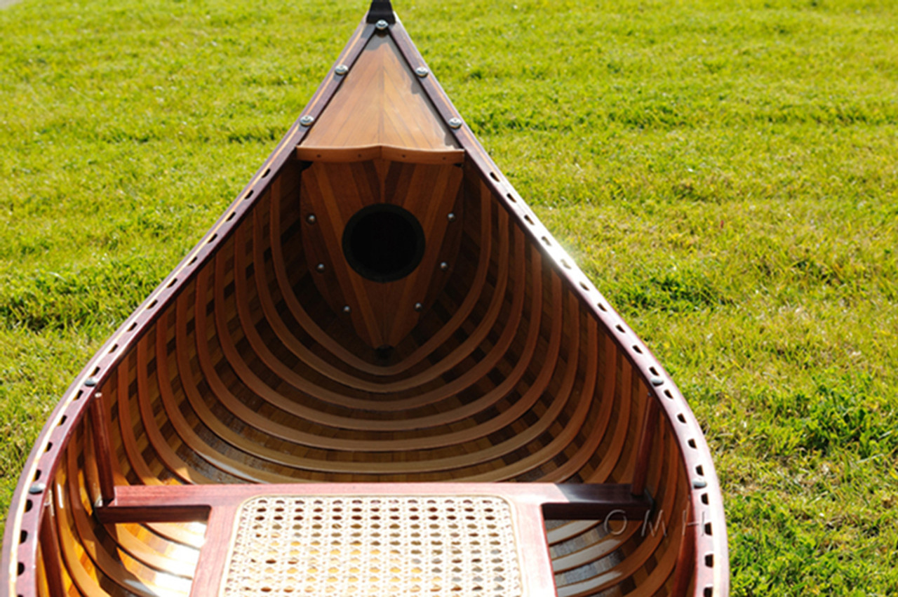 Display Cedar Wood Strip Canoe 6' Wooden Model Boat w 