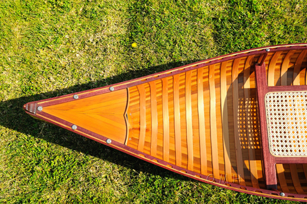 Display Cedar Wood Strip Canoe Wooden Model Boat 
