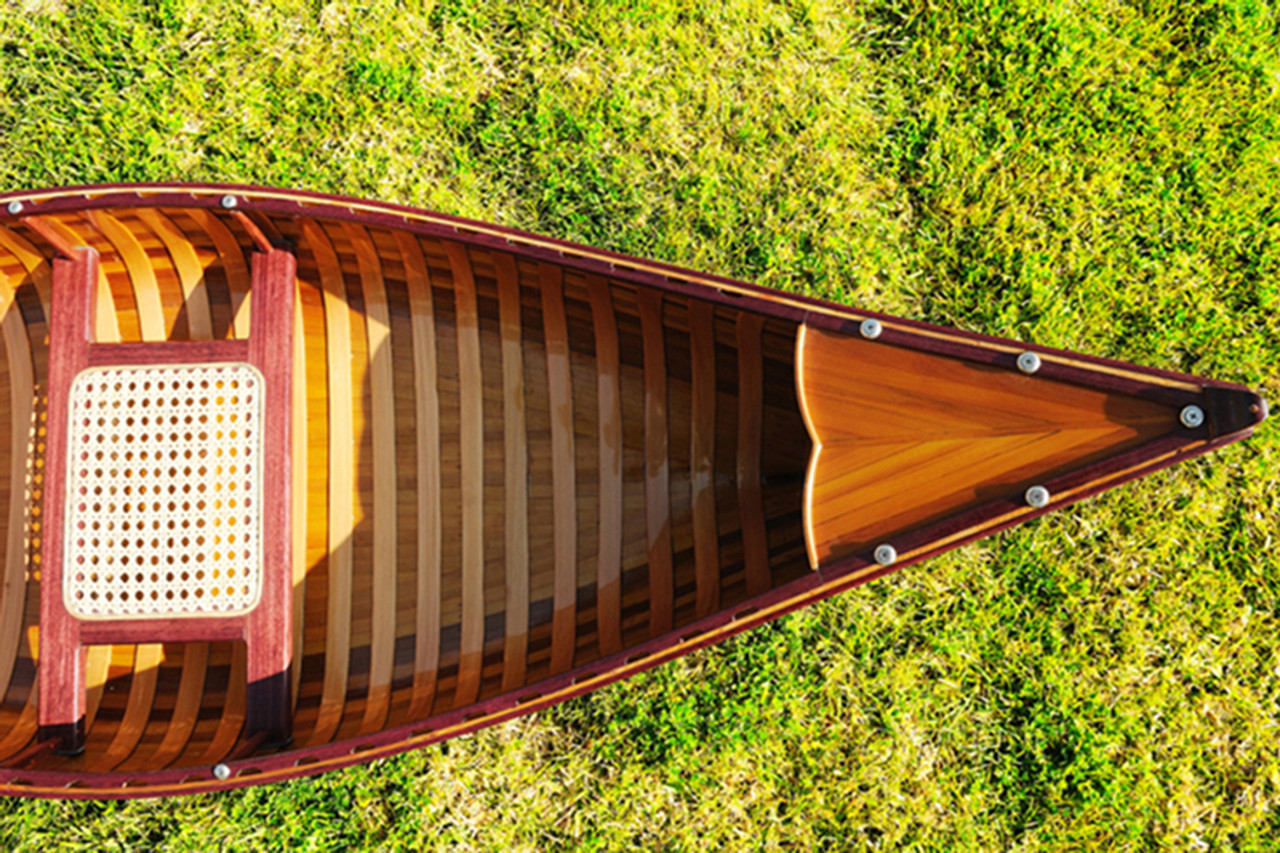 Display Cedar Wood Strip Canoe 6' Wooden Model Boat w 