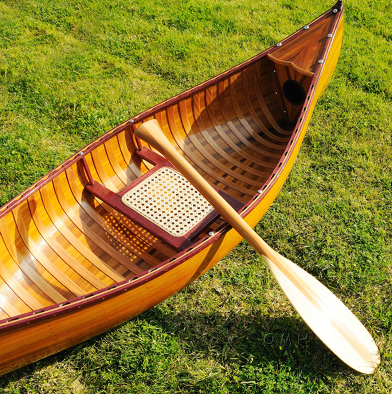 Display Cedar Wood Strip Canoe Wooden Model Boat 