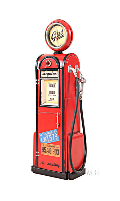 Gas Pump Vintage Reproduction Metal Model Clock