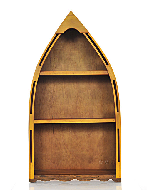 Small Row Boat Shaped Canoe Bookshelf Cedar