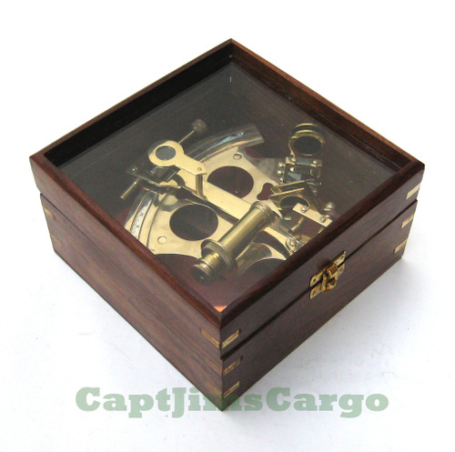 German Navy Brass Sextant Glass Top Case Astrolabe German Navy Brass Sextant Glass Top Case Astrolabe