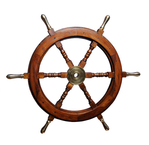 Brass Handles Ships Steering Wheel Teak Wood Brass Handles Ships Steering Wheel Teak Wood