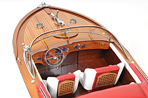 Riva Aquarama Speed Boat Wood Model 35 Runabout w/ Display Case