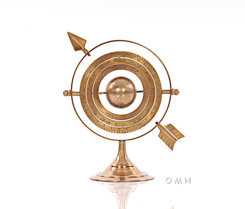 Brass Armillary Dial Sphere Globe Desk Top Decor