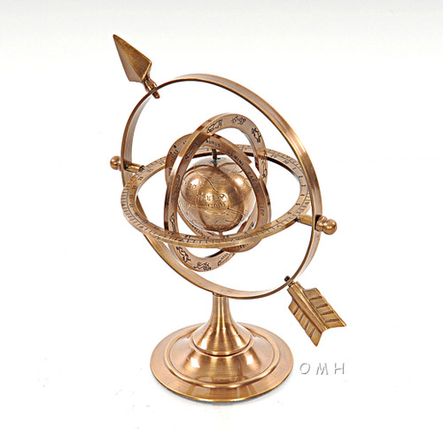 Brass Armillary Dial Sphere Globe Desk Top Decor