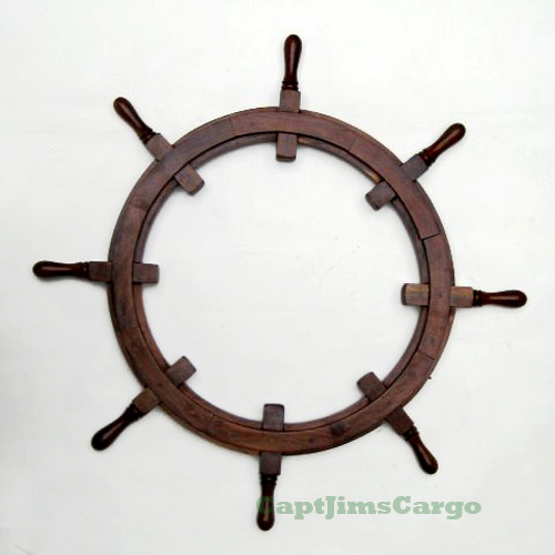 Ship's Steering Wheel Teak Wood Picture Frame