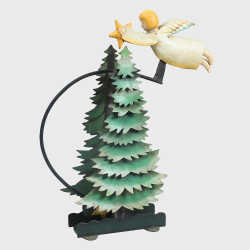 Angel Tree Christmas Sky Hook Tin Balance Folk Art Toy