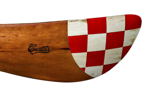 Curtiss Red Checkered Flag WWI Wood Propeller Airplane Decor