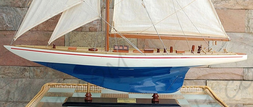 XL Painted Enterprise America's Cup Yacht J Boat Wooden Model