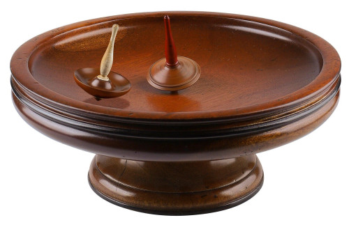 Spinning Tops Table Top Board Game Large Mahogany Bowl