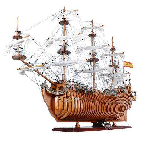 San Felipe Open Hull Cutaway Built Wood Tall Ship Model