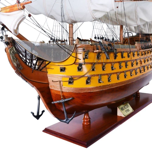 Painted HMS Victory Lord Nelsons Flagship Wooden Model