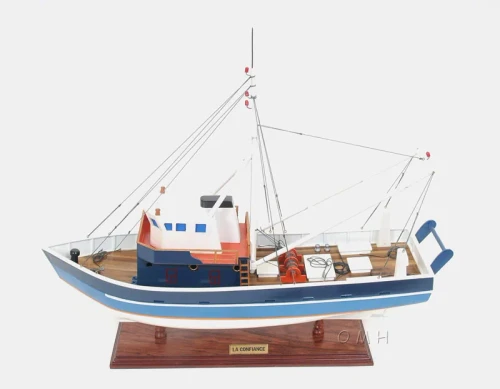 La Confiance Shrimp Trawler French Wooden Fishing Model